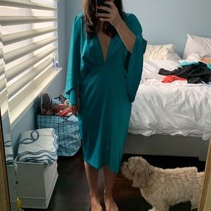 NWT ASOS Satin Deep Plunge Midi Dress, Sz.…